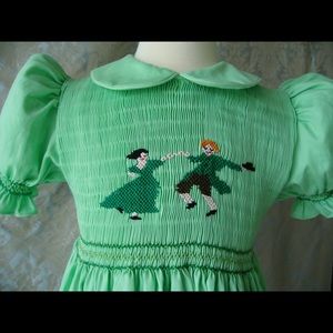 Spring Smocked Dress Green 100% Cotton New